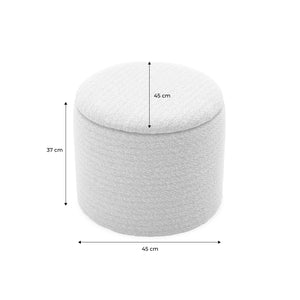 Pouf in tessuto con contenitore, bianco