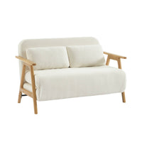 Divano letto convertibile 2 posti in legno di hevea e boucle