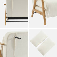 Divano letto convertibile 2 posti in legno di hevea e boucle