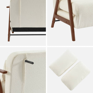 Divano letto convertibile 2 posti in legno di hevea tinto noce chiaro