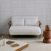 Divano letto convertibile 2 posti in legno di hevea tinto noce chiaro