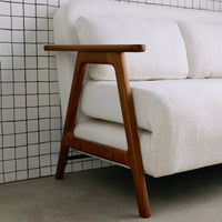 Divano letto convertibile 2 posti in legno di hevea tinto noce chiaro