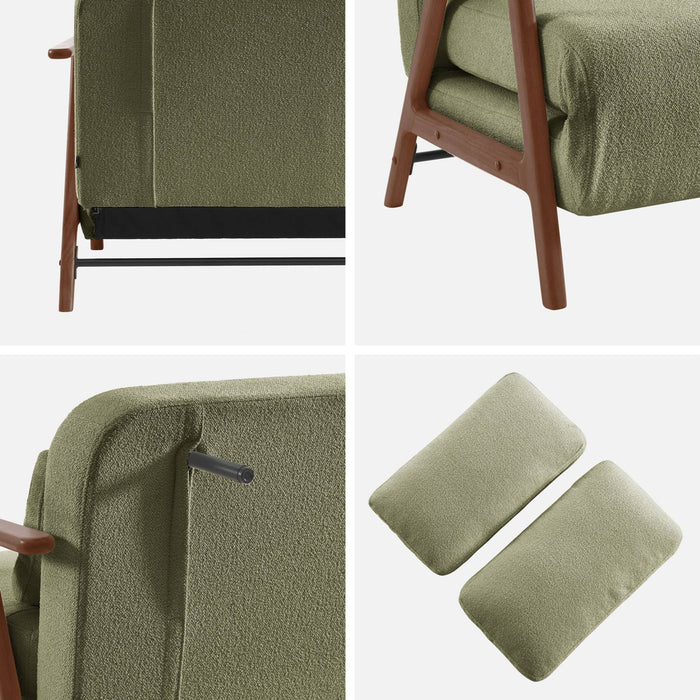 Divano letto convertibile 2 posti in legno di hevea tinto noce chiaro