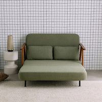 Divano letto convertibile 2 posti in legno di hevea tinto noce chiaro