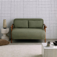 Divano letto convertibile 2 posti in legno di hevea tinto noce chiaro