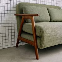 Divano letto convertibile 2 posti in legno di hevea tinto noce chiaro