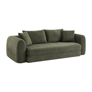 Divano letto 3 posti bouclé testurizzato, verde kaki