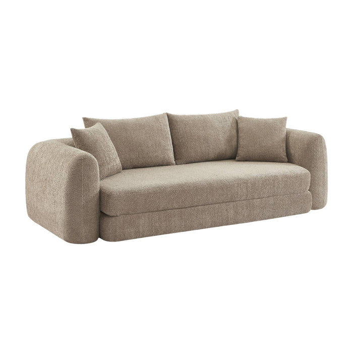 Divano letto 3 posti bouclé testurizzato, talpa