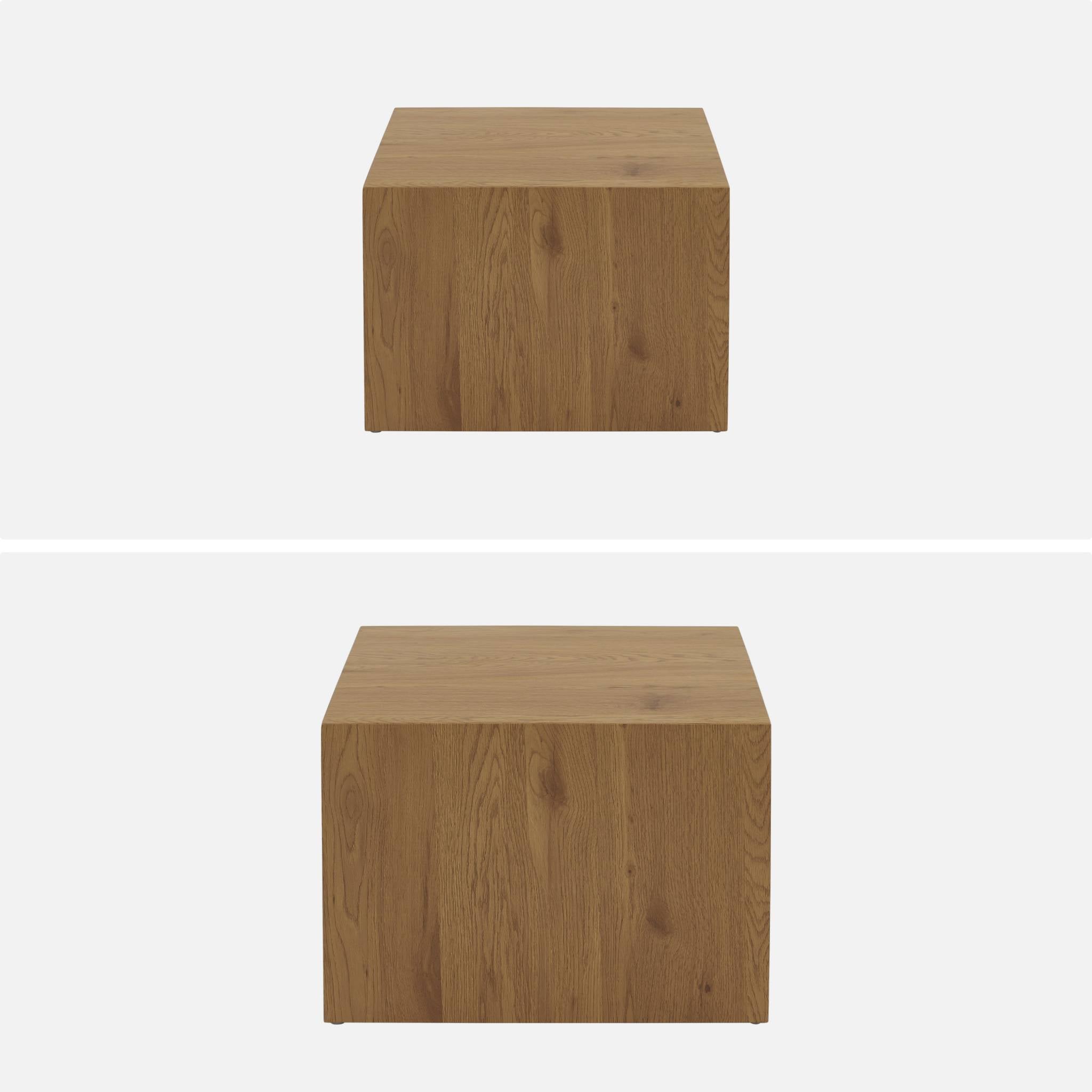 Set di 2 tavolini quadrati effetto frassino, marrone naturale