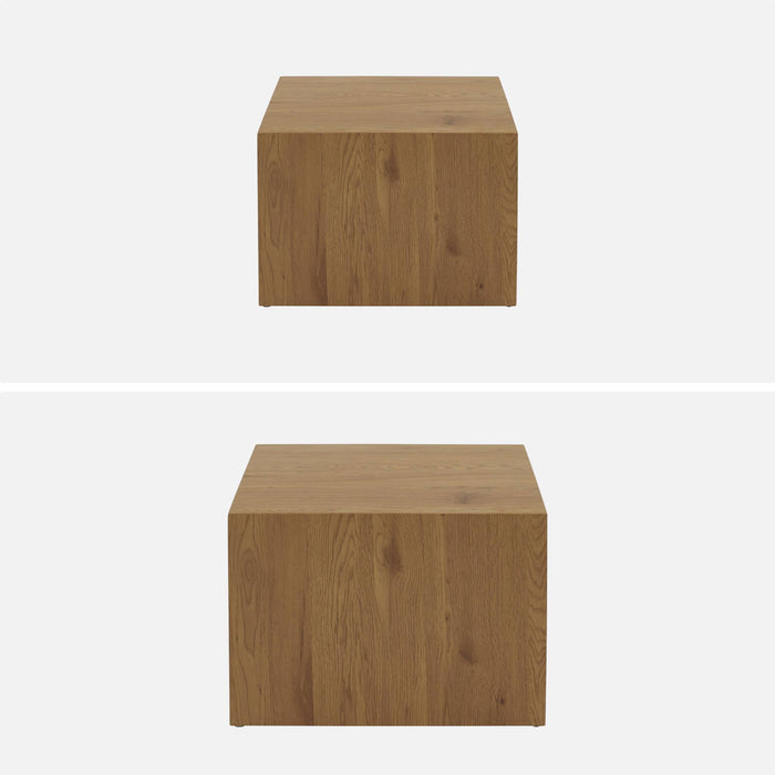 Set di 2 tavolini quadrati effetto frassino, marrone naturale