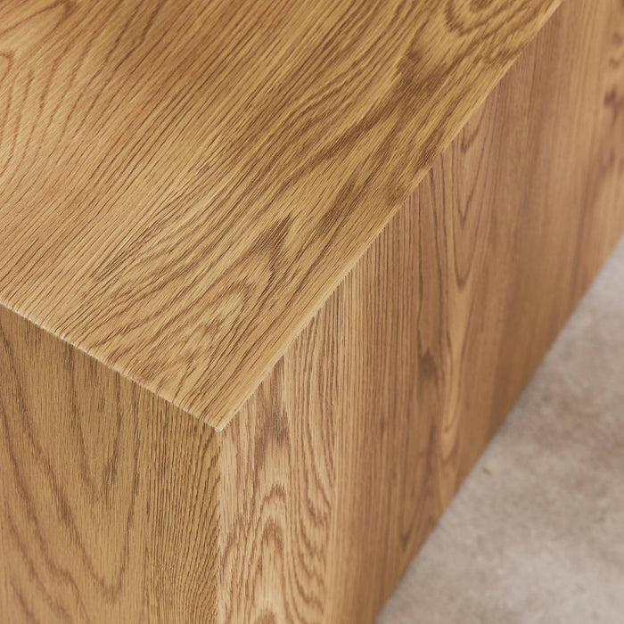 Set di 2 tavolini quadrati effetto frassino, marrone naturale