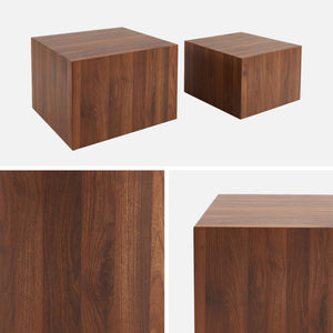 Set di 2 tavolini quadrati effetto frassino, marrone