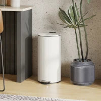 Bidone della Spazzatura da Cucina 30L con Pedale Coperchio a Chiusura Morbida e Cubo Estraibile, Crema