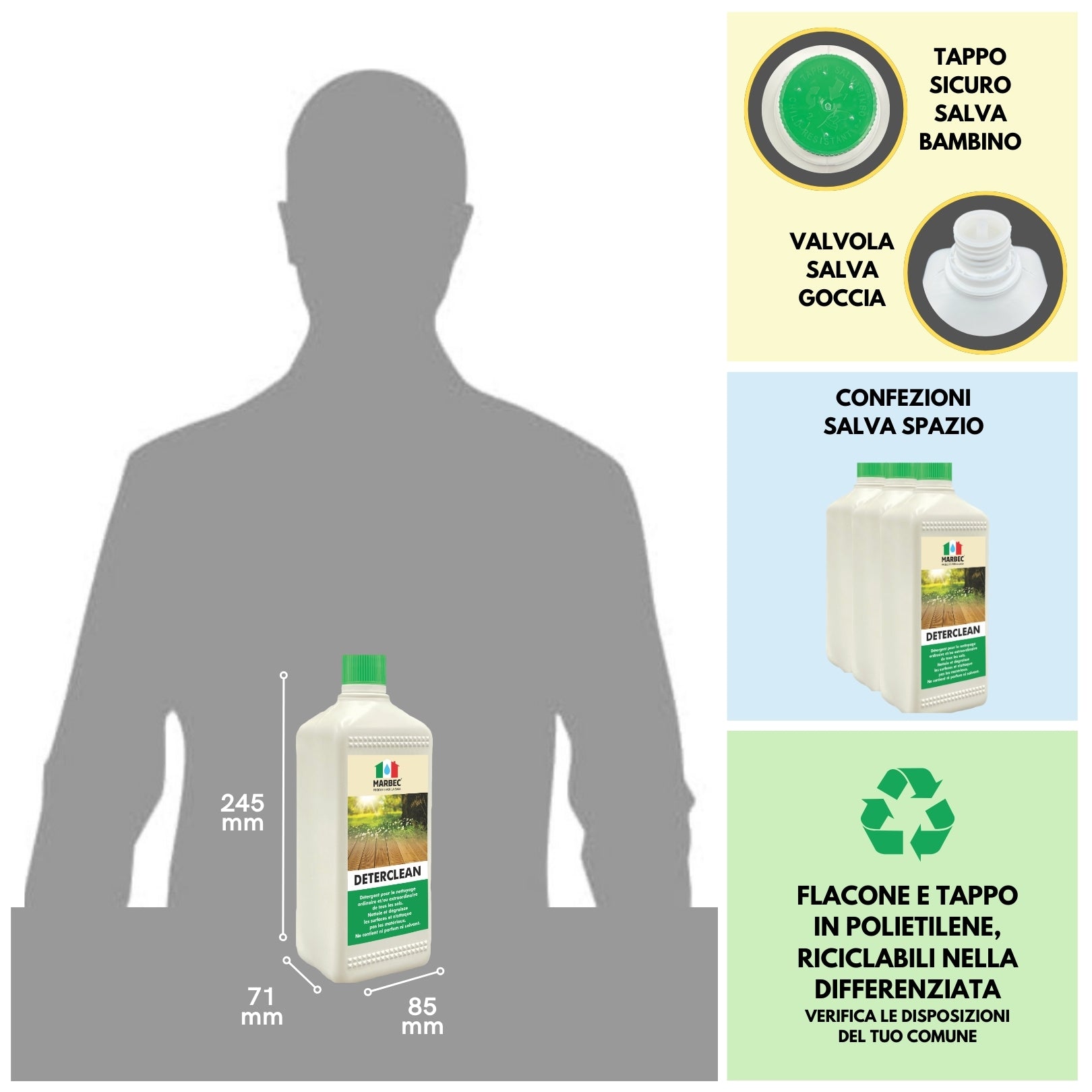 Detergente per pavimenti in legno DETERCLEAN   1LTx6Pz