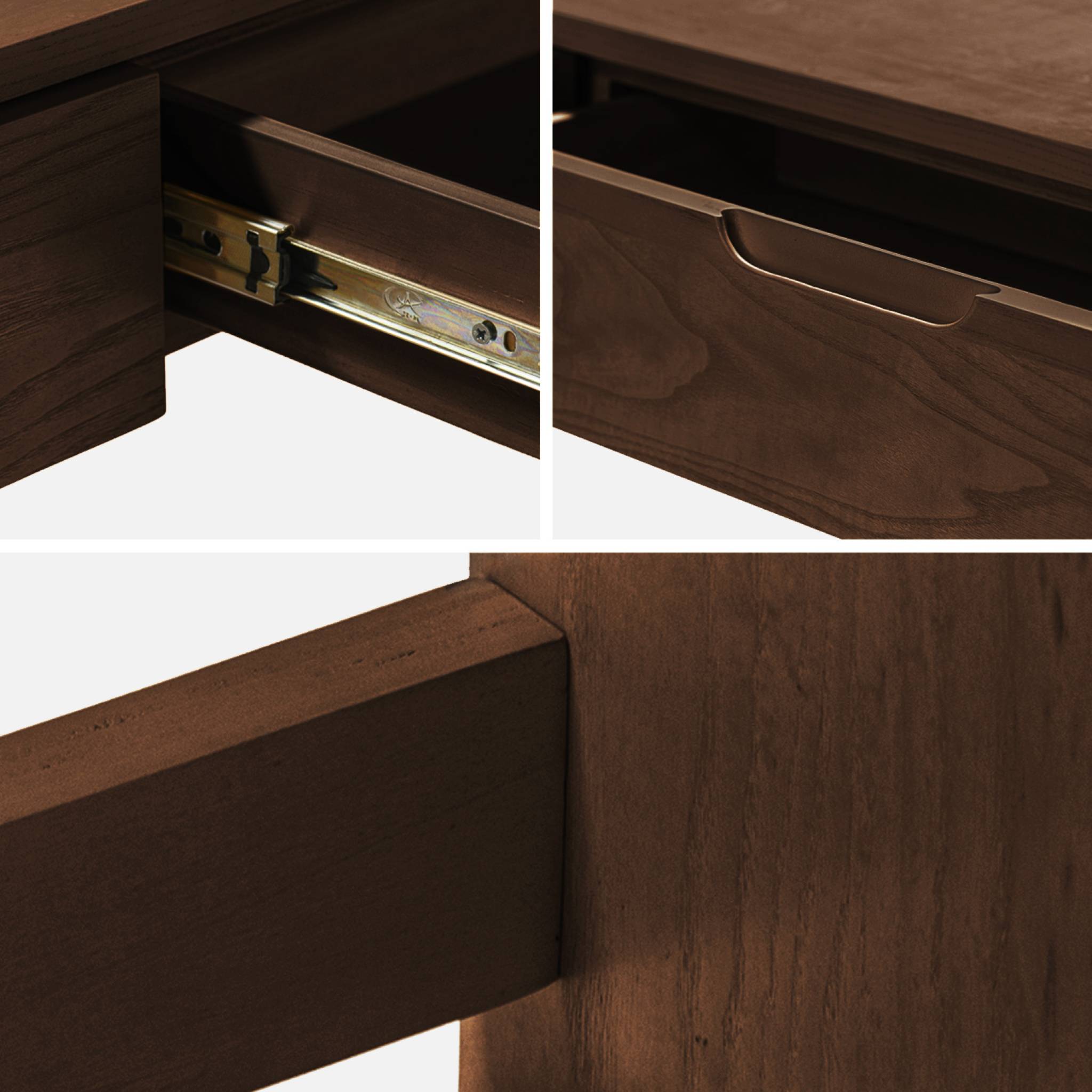 Consolle in legno 2 cassetti, 120cm, noce