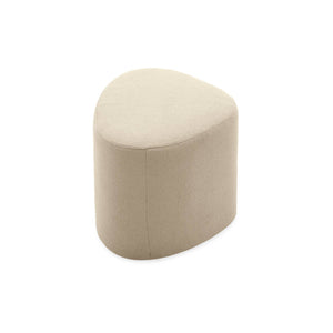 Sgabello e poggiapiedi in tessuto a forma di ciottolo, beige