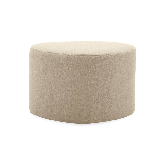 Sgabello e poggiapiedi in tessuto a forma di ciottolo, beige