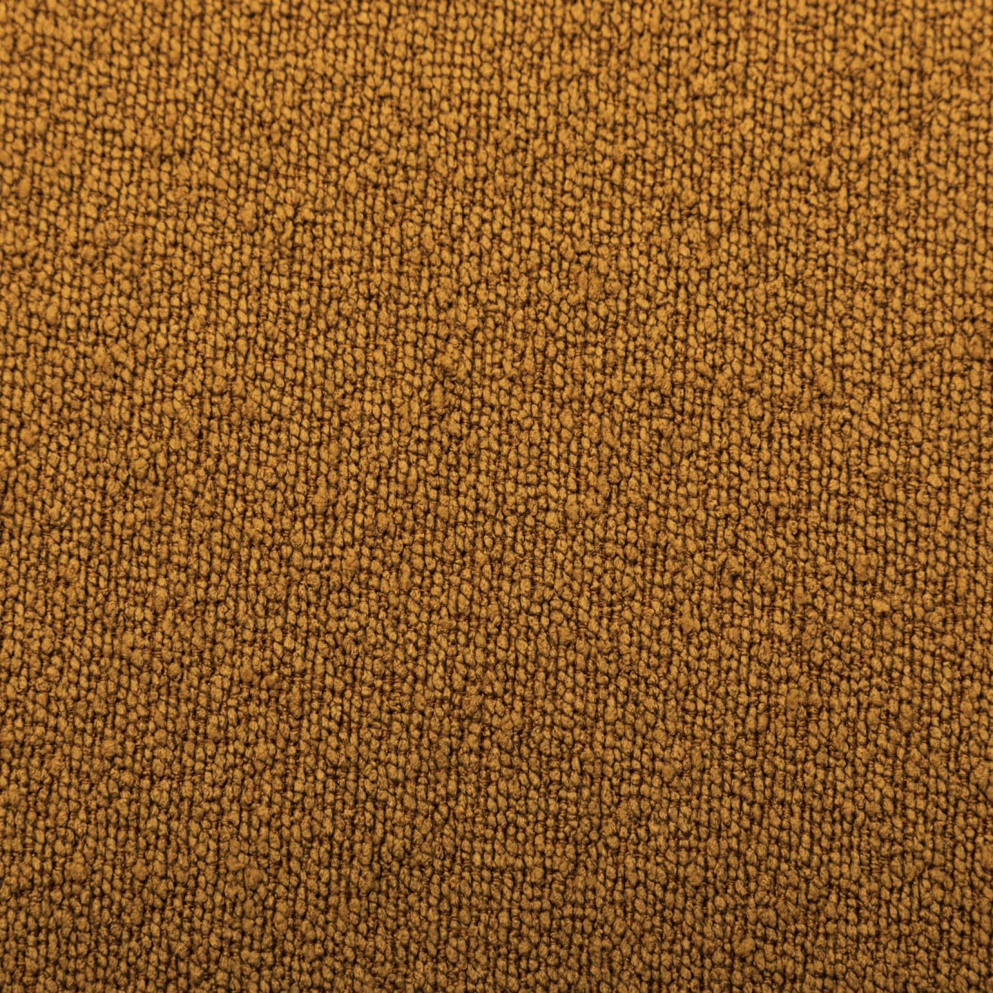 Sgabello e poggiapiedi in tessuto a forma di ciottolo, mostarda