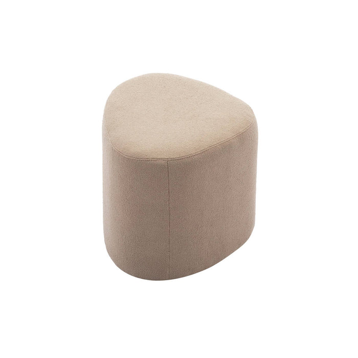 Sgabello e poggiapiedi in tessuto a forma di ciottolo, grigio