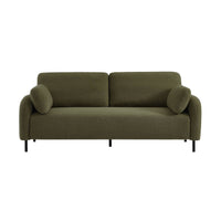Divano 3 posti bouclé e struttura metallica, verde kaki