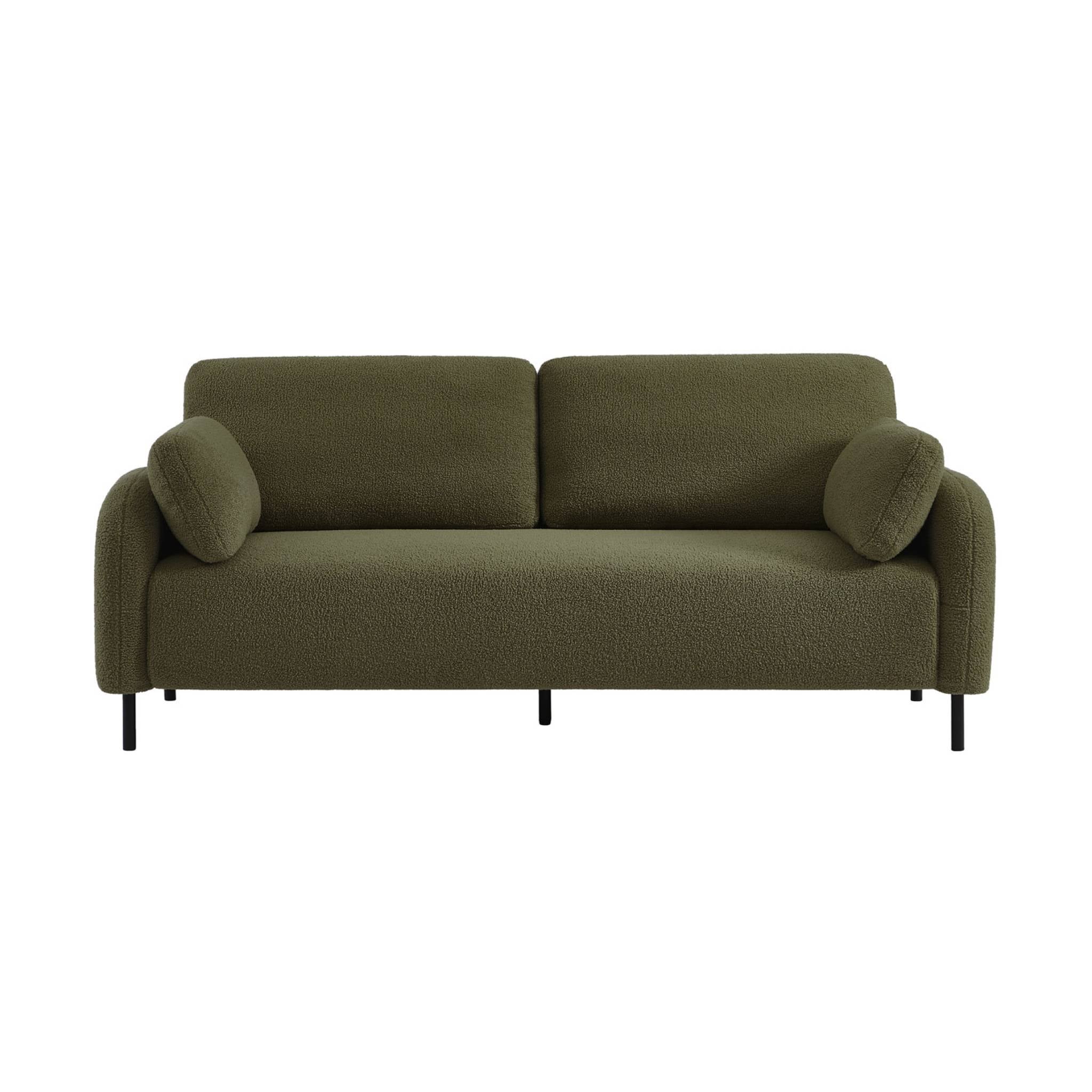 Divano 3 posti bouclé e struttura metallica, verde kaki