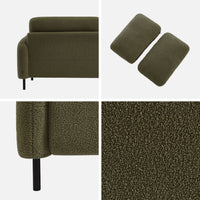 Divano 3 posti bouclé e struttura metallica, verde kaki