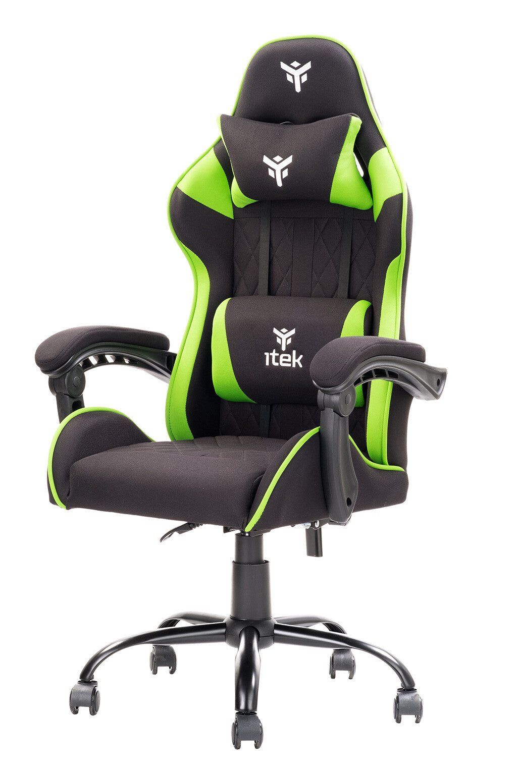 itek Gaming Chair RHOMBUS FF10 - Tessuto- Doppio Cuscino-  Schienale Reclinabile- Nero Verde