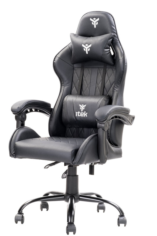 itek Gaming Chair RHOMBUS PF10 - PVC-  Doppio Cuscino- Schienale  Reclinabile- Nero Nero