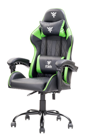 itek Gaming Chair RHOMBUS PF10 - PVC-  Doppio Cuscino- Schienale  Reclinabile- Nero Verde