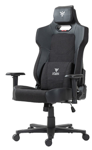itek Gaming Chair SHUTTLE PM66 - PVC e Tessuto- Braccioli 3D- Nero Nero