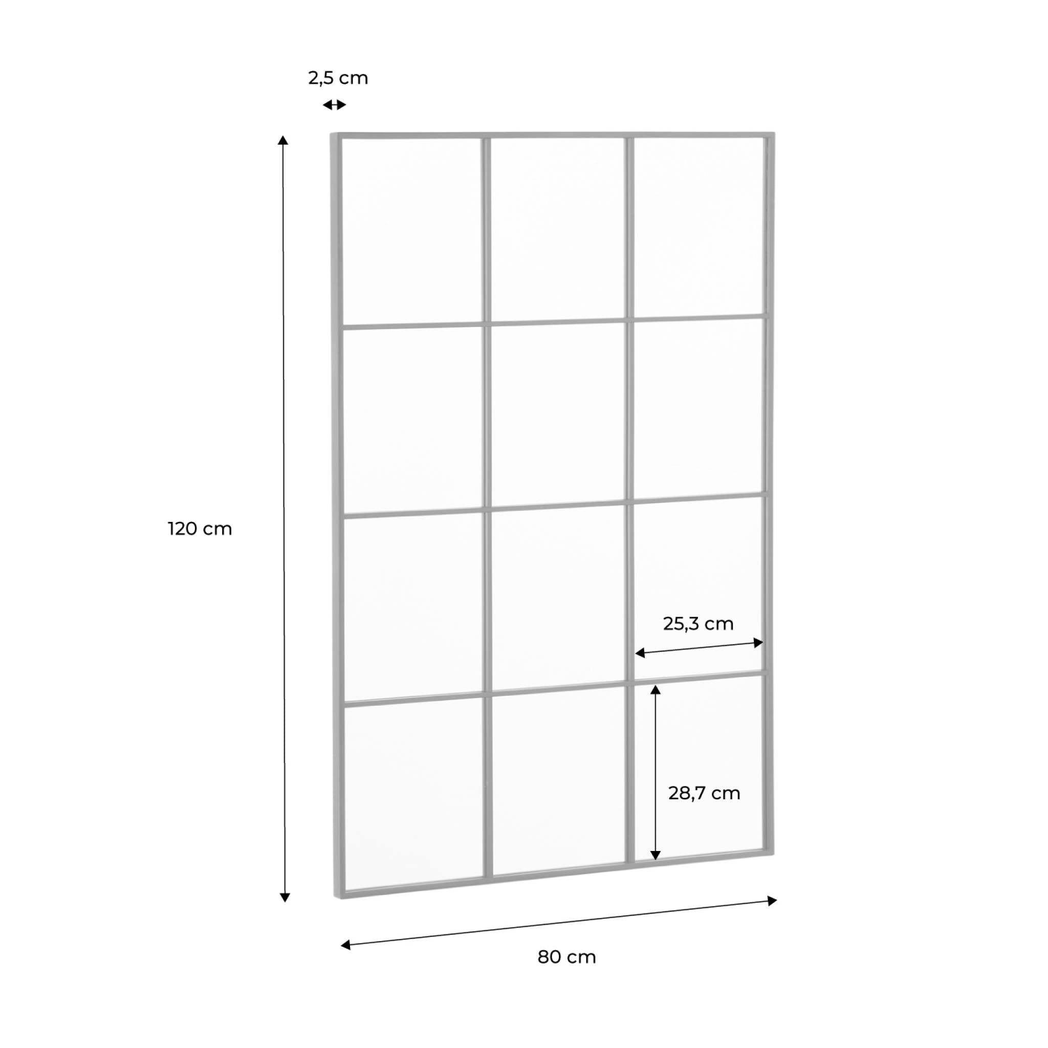 Specchio rettangolare industriale acciaio, nero