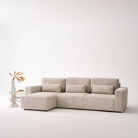 Divano letto reversibile 5 posti velluto a coste, grigio