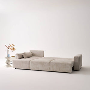 Divano letto reversibile 5 posti velluto a coste, grigio