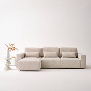 Divano letto reversibile 5 posti velluto a coste, grigio