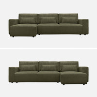 Divano ad angolo convertibile reversibile 5 posti velluto a coste,