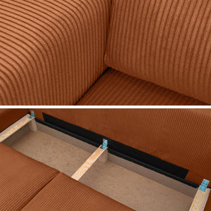 Divano ad angolo convertibile reversibile 5 posti velluto a coste,