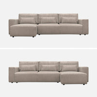 Divano ad angolo convertibile reversibile 5 posti velluto a coste,