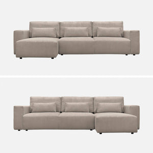 Divano ad angolo convertibile reversibile 5 posti velluto a coste,