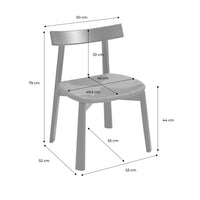 Set 2 sedie scandinave legno hevea seduta in corda, nero