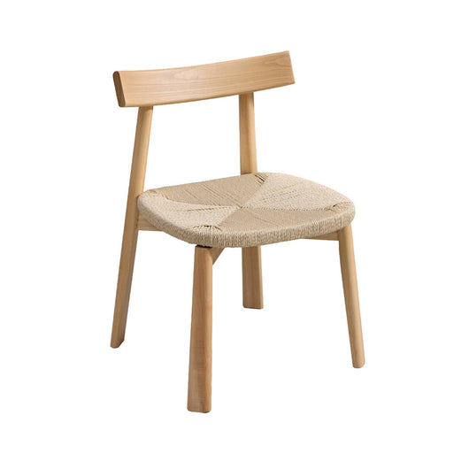 Set 2 sedie scandinave legno hevea seduta in corda, marrone naturale