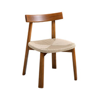 Set 2 sedie scandinave legno hevea seduta in corda, effetto noce