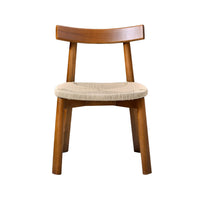 Set 2 sedie scandinave legno hevea seduta in corda, effetto noce