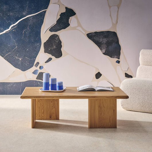 Tavolino rettangolare effetto legno, quercia