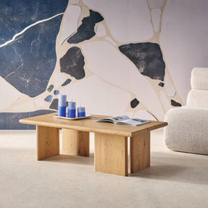 Tavolino rettangolare effetto legno, quercia