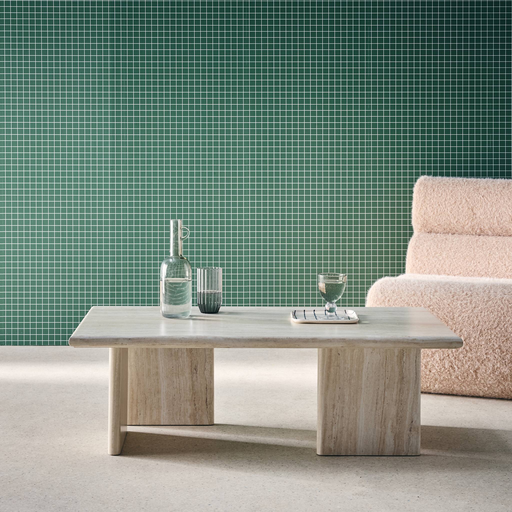 Tavolino rettangolare effetto legno, effet travertin