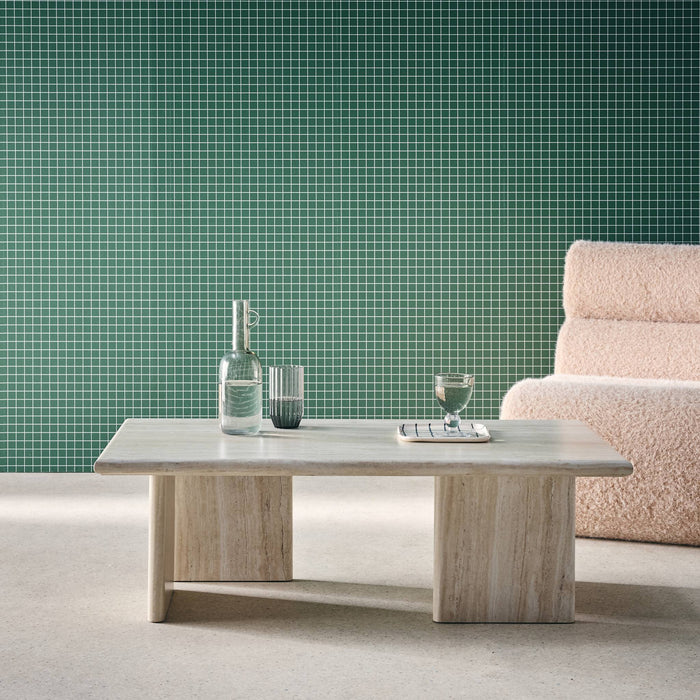 Tavolino rettangolare effetto legno, effet travertin