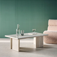 Tavolino rettangolare effetto legno, effet travertin