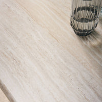 Tavolino rettangolare effetto legno, effet travertin