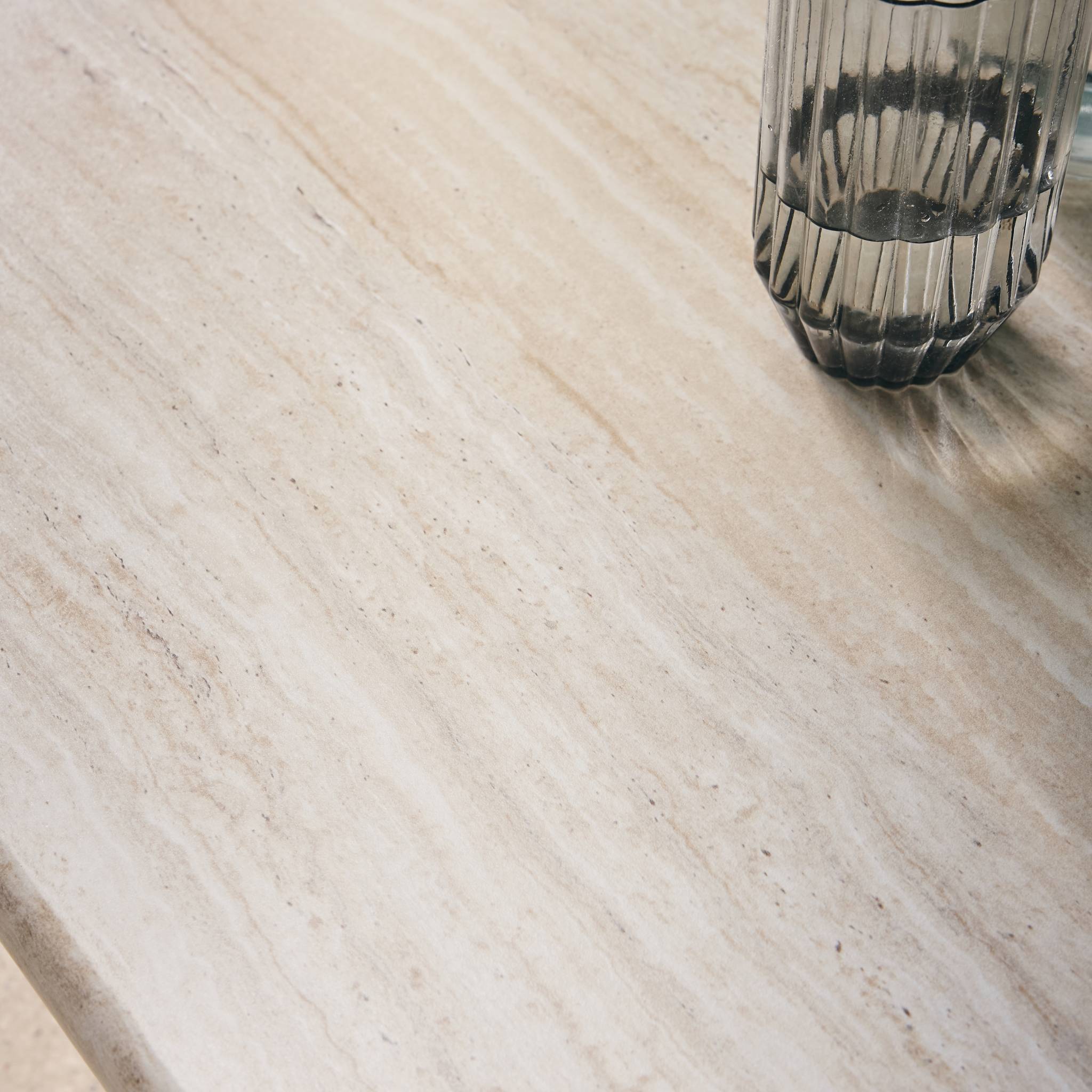 Tavolino rettangolare effetto legno, effet travertin