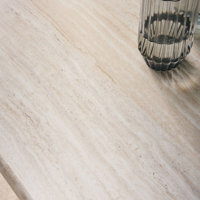 Tavolino rettangolare effetto legno, effet travertin